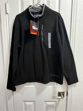Free Country Black and Gray Quarter-Zip Microfleece Pullover. Size L